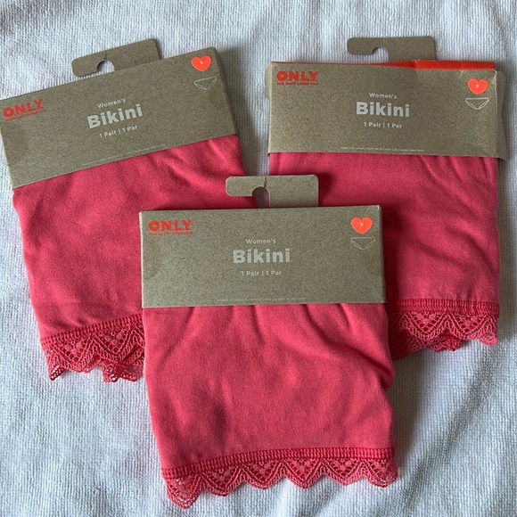 3 pairs Old Navy Mid-Rise Lace-Trimmed Bikini Underwear small - Picture 2 of 10